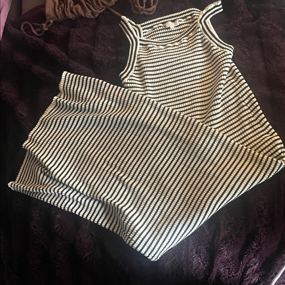 Z Supply Black & White Ribbed Striped Dress